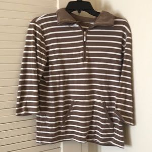 Karen Scott Brown and White Striped Top (S)
